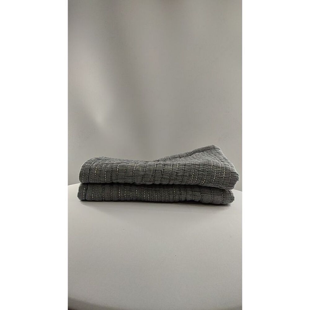 Quince Home Organic Cotton Channel Stitch Sham Set Blue King